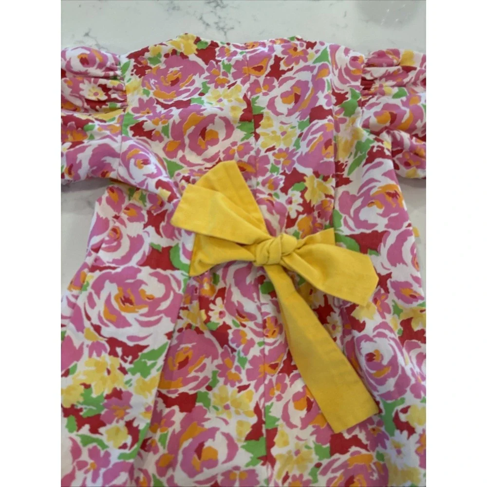 Vintage Jordache Floral Tie Back Bow Romper Jumpsuit OnePiece Wide‎ Leg *SZ 4/5*